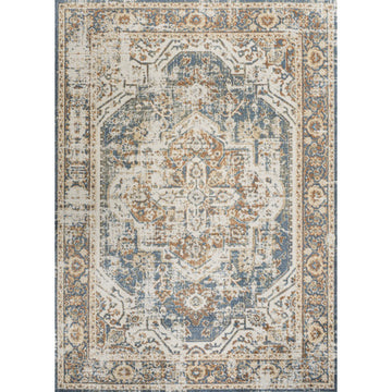 Keesha Bold Distressed Medallion Low-Pile Machine-Washable Area Rug